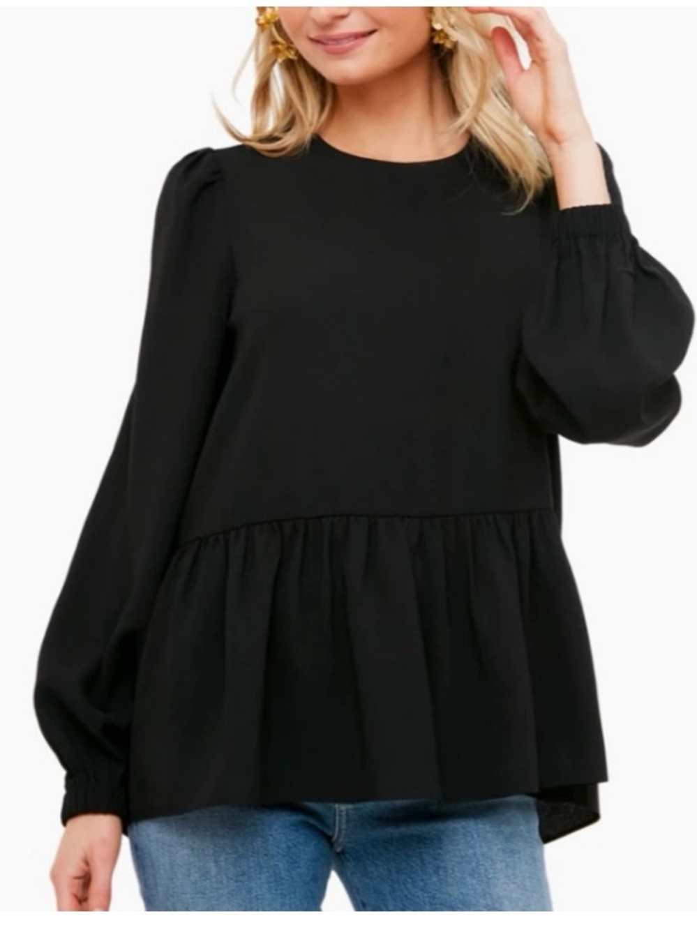 Carlota Peplum Blouse Pomander Place black size M